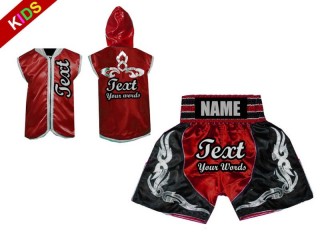 Boxing Set - Kids Custom Boxing Hoodies and Boxing Shorts : Red